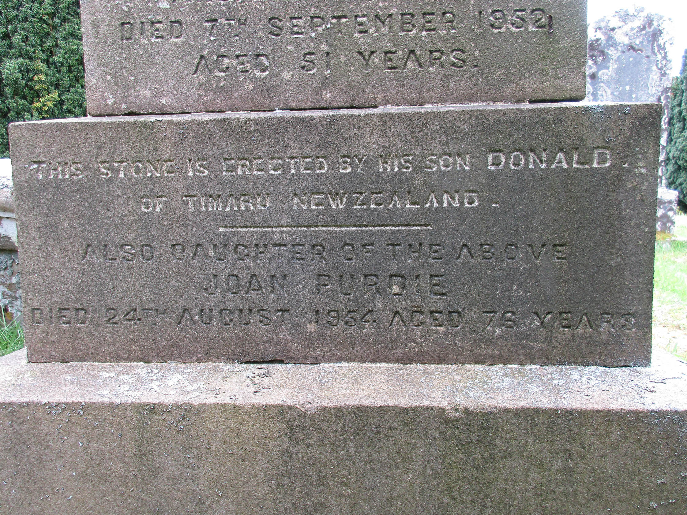 Photo of headstones/Johan (Purdie) Right side McLennan Stone Fodderty